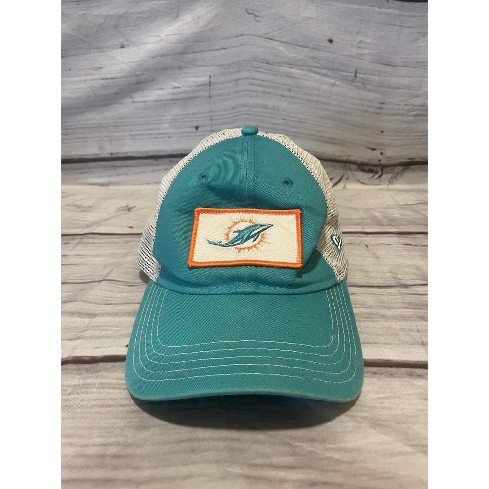 Miami Dolphins Hat Cap Snap Back Mens One Size Blue NFL Football Trucker New Era